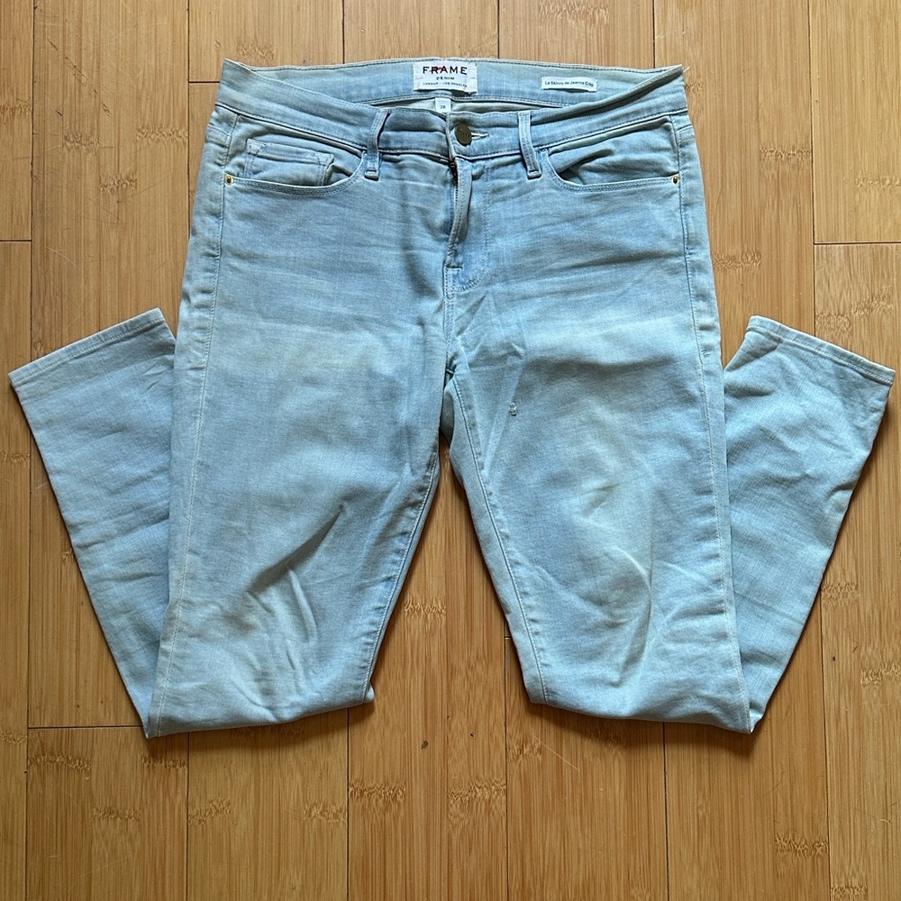 FRAME DENIM SKY BLUE STRAIGHT LEG JEANS